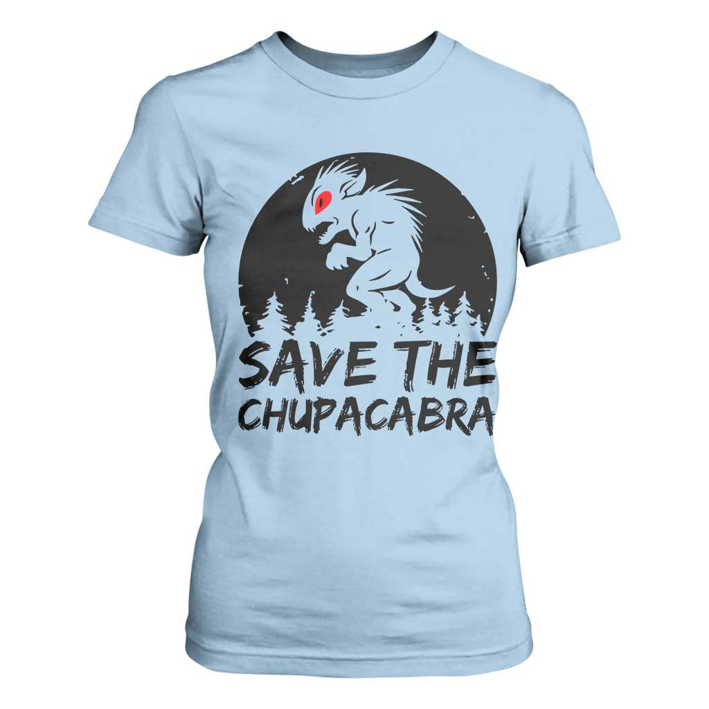 Chupacabra T Shirt For Women Funny Cryptid Save The Goat Sucker Gift TS12 Light Blue Print Your Wear