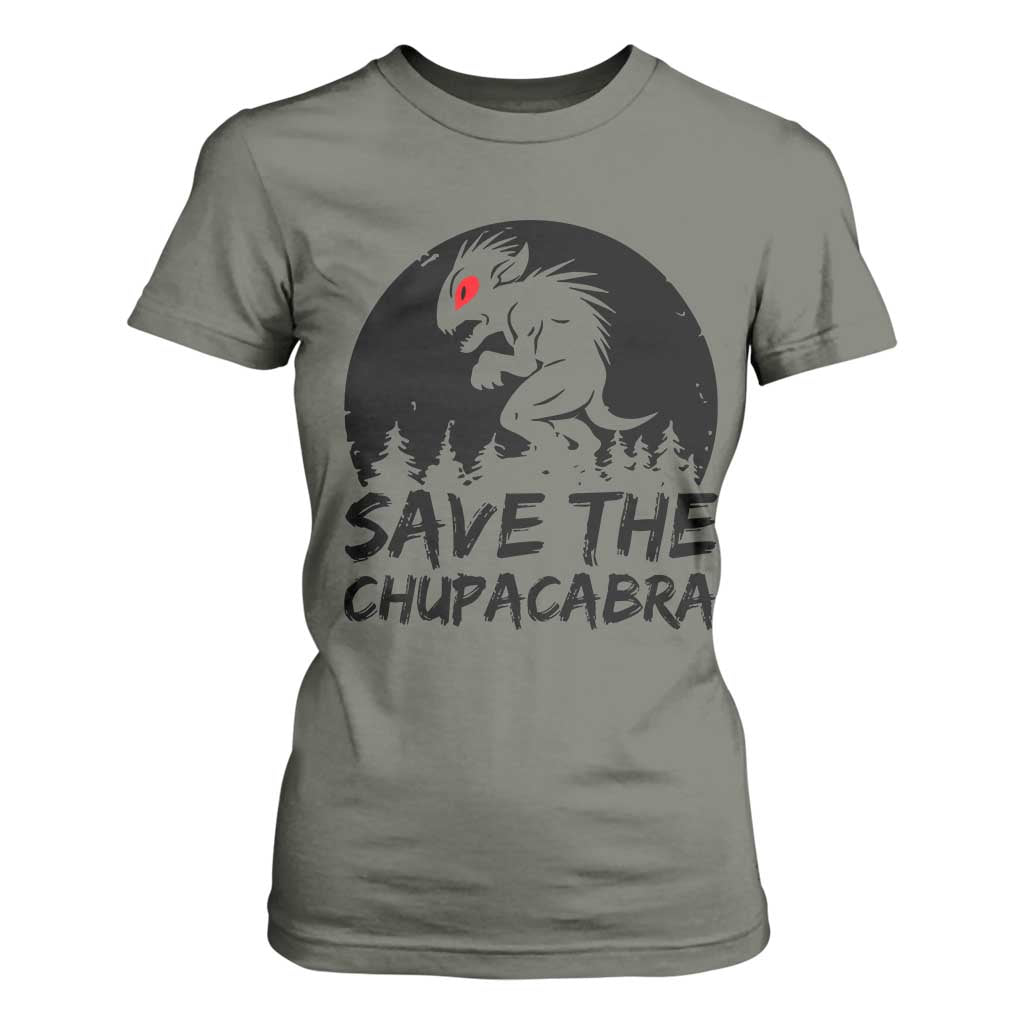 Chupacabra T Shirt For Women Funny Cryptid Save The Goat Sucker Gift TS12 Military Green Print Your Wear