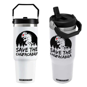 Chupacabra Flip Straw Tumbler Funny Cryptid Save The Goat Sucker Gift TS12 One Size: 30 oz White Print Your Wear