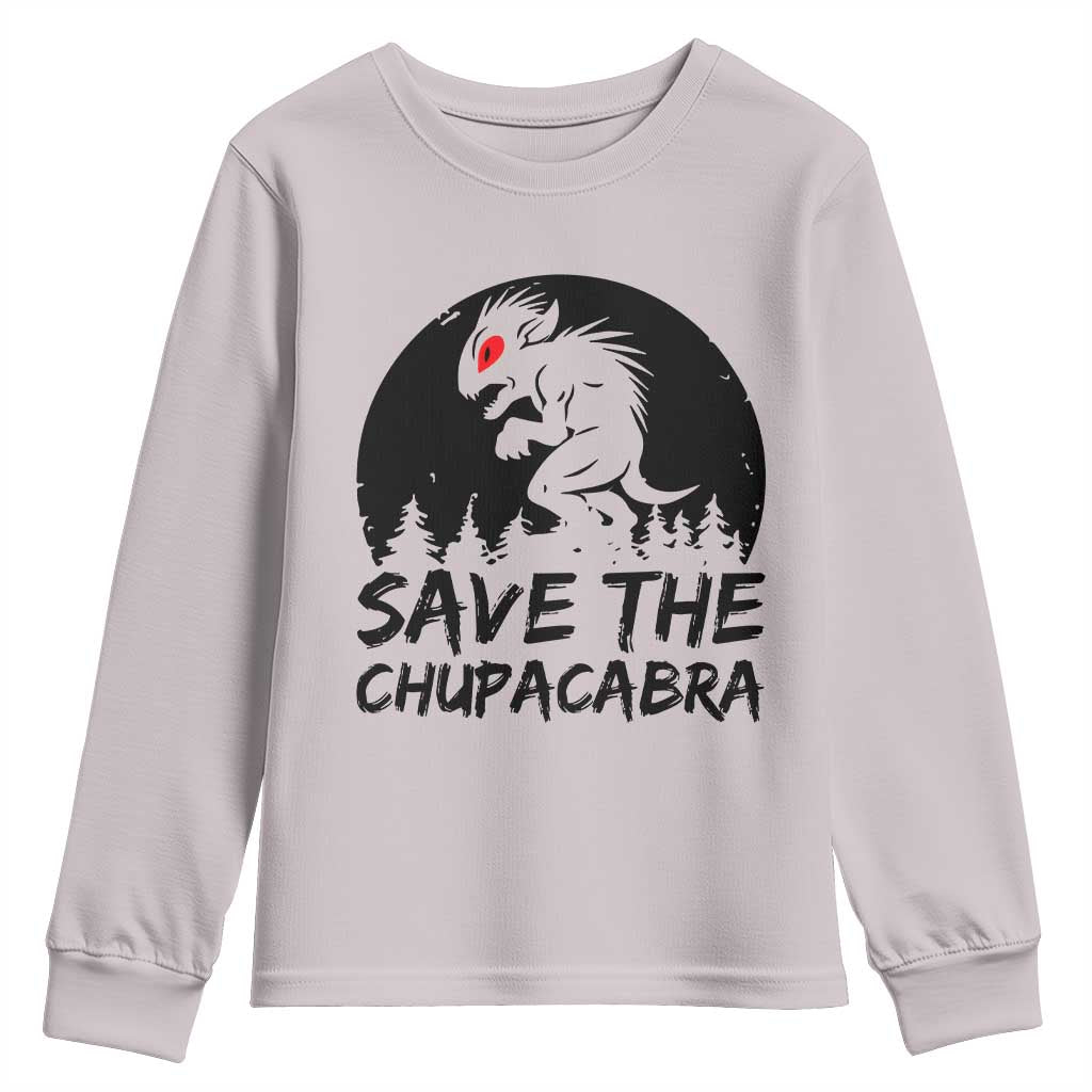 Chupacabra Youth Sweatshirt Funny Cryptid Save The Goat Sucker Gift TS12 Ice Gray Print Your Wear