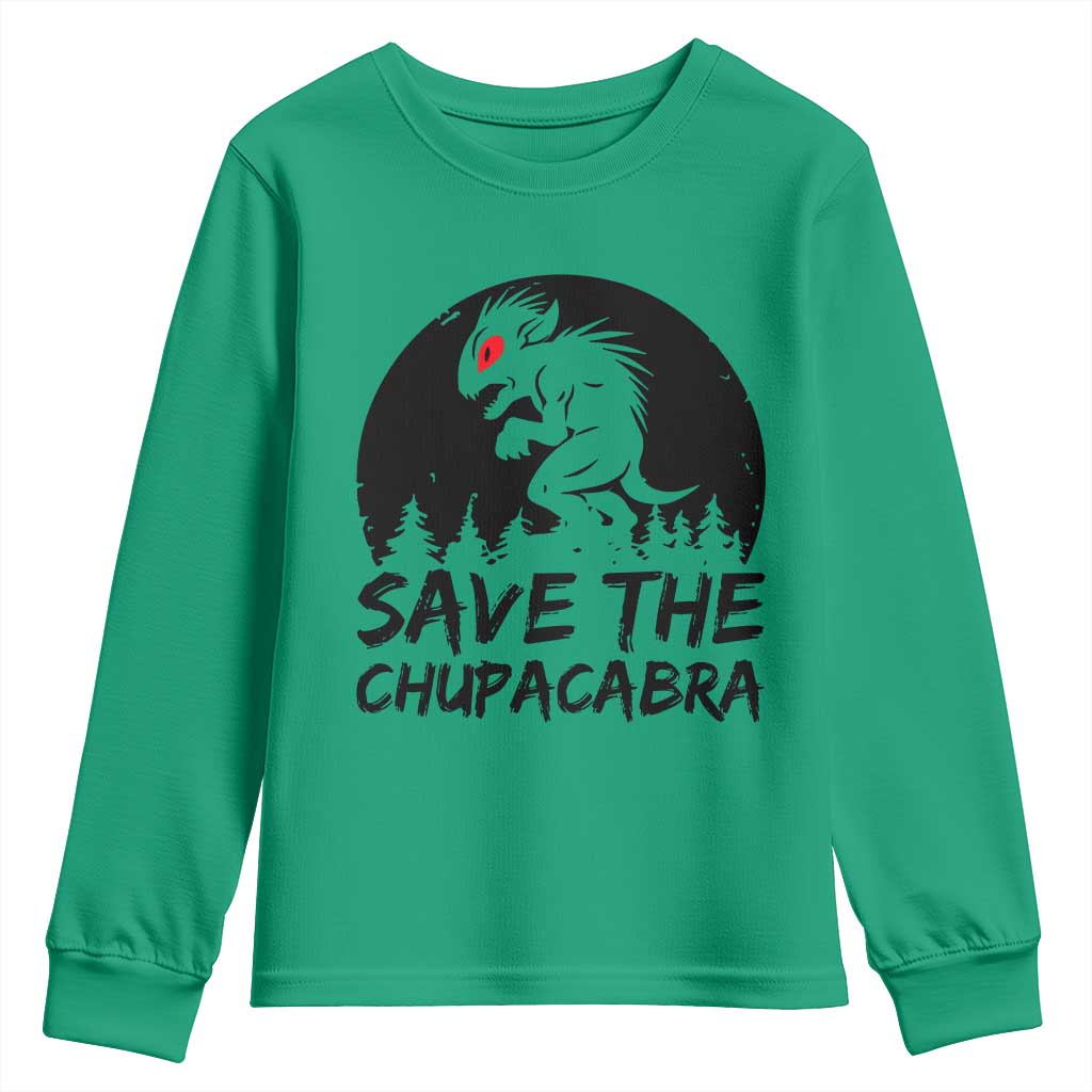 Chupacabra Youth Sweatshirt Funny Cryptid Save The Goat Sucker Gift TS12 Irish Green Print Your Wear