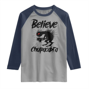 Urban Legends And Mystery Gift Raglan Shirt Believe Chupacabra TS12 Sport Gray Navy Print Your Wear