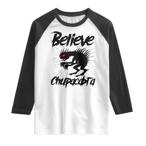 Urban Legends And Mystery Gift Raglan Shirt Believe Chupacabra TS12 White Black Print Your Wear