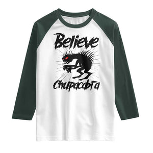 Urban Legends And Mystery Gift Raglan Shirt Believe Chupacabra TS12 White Dark Forest Green Print Your Wear