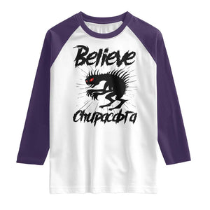Urban Legends And Mystery Gift Raglan Shirt Believe Chupacabra TS12 White Purple Print Your Wear