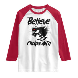 Urban Legends And Mystery Gift Raglan Shirt Believe Chupacabra TS12 White Red Print Your Wear