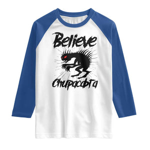 Urban Legends And Mystery Gift Raglan Shirt Believe Chupacabra TS12 White Royal Print Your Wear