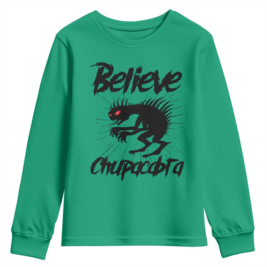 Urban Legends And Mystery Gift Youth Sweatshirt Believe Chupacabra TS12 Irish Green Print Your Wear