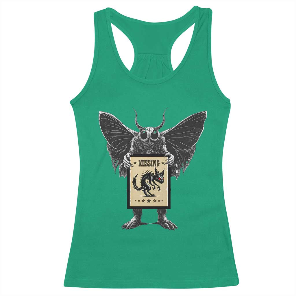Mothman Missing Chupacabra Racerback Tank Top Funny Cryptid Gift TS12 Irish Green Print Your Wear