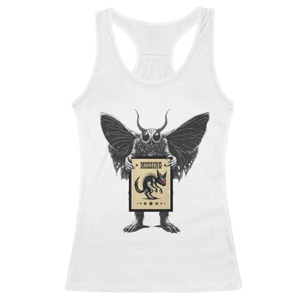 Mothman Missing Chupacabra Racerback Tank Top Funny Cryptid Gift TS12 White Print Your Wear