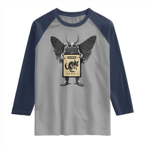 Mothman Missing Chupacabra Raglan Shirt Funny Cryptid Gift TS12 Sport Gray Navy Print Your Wear