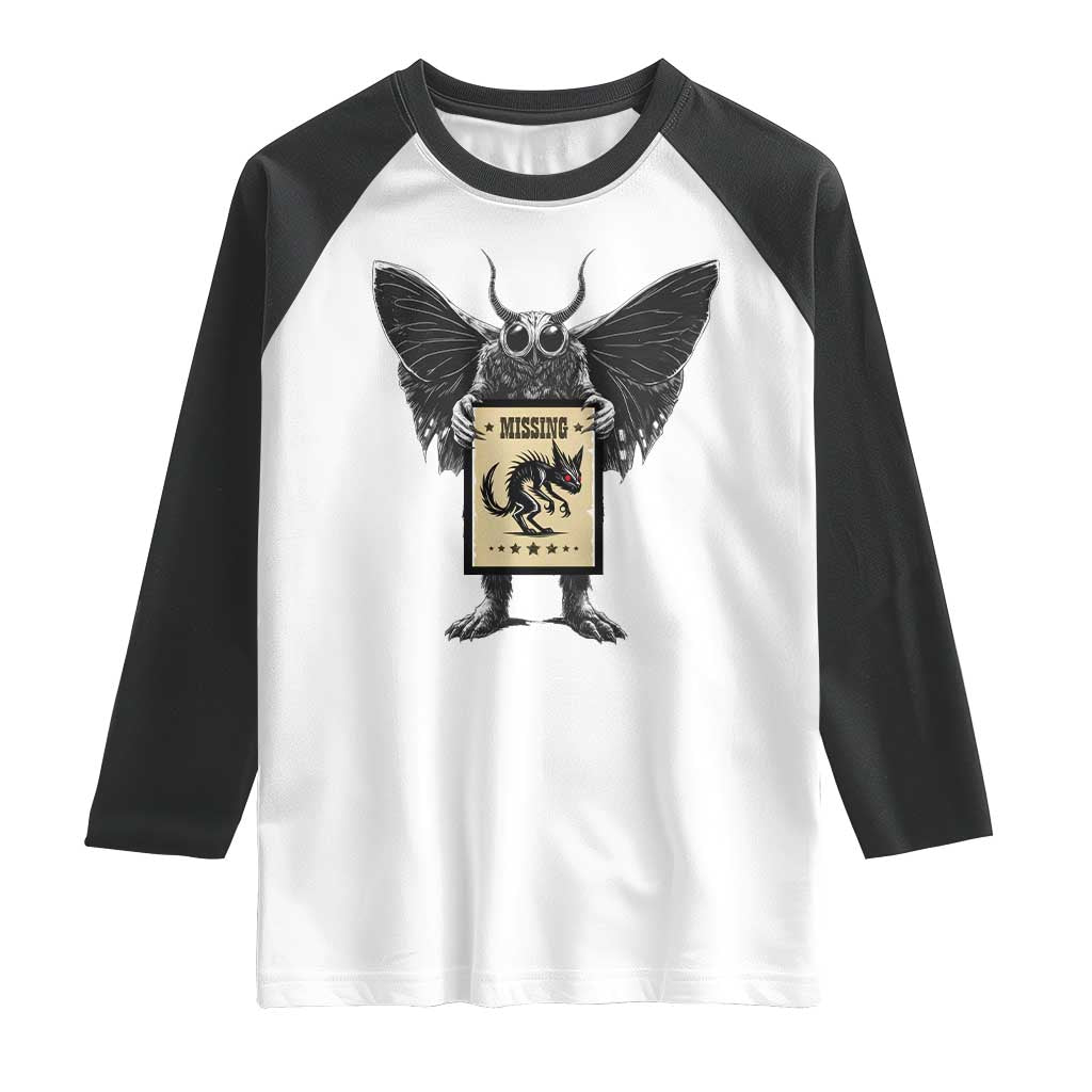Mothman Missing Chupacabra Raglan Shirt Funny Cryptid Gift TS12 White Black Print Your Wear