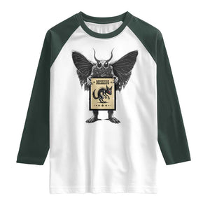 Mothman Missing Chupacabra Raglan Shirt Funny Cryptid Gift TS12 White Dark Forest Green Print Your Wear