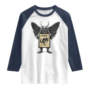 Mothman Missing Chupacabra Raglan Shirt Funny Cryptid Gift TS12 White Navy Print Your Wear