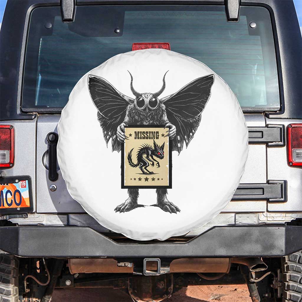 Mothman Missing Chupacabra Spare Tire Cover Funny Cryptid Gift TS12 No hole White Print Your Wear