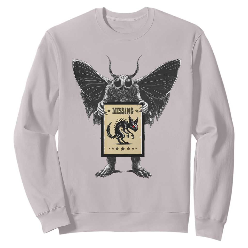 Mothman Missing Chupacabra Sweatshirt Funny Cryptid Gift TS12 Ice Gray Print Your Wear