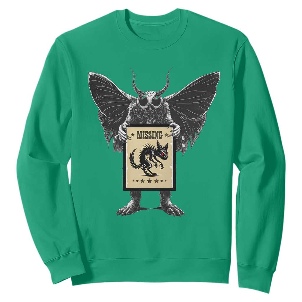 Mothman Missing Chupacabra Sweatshirt Funny Cryptid Gift TS12 Irish Green Print Your Wear
