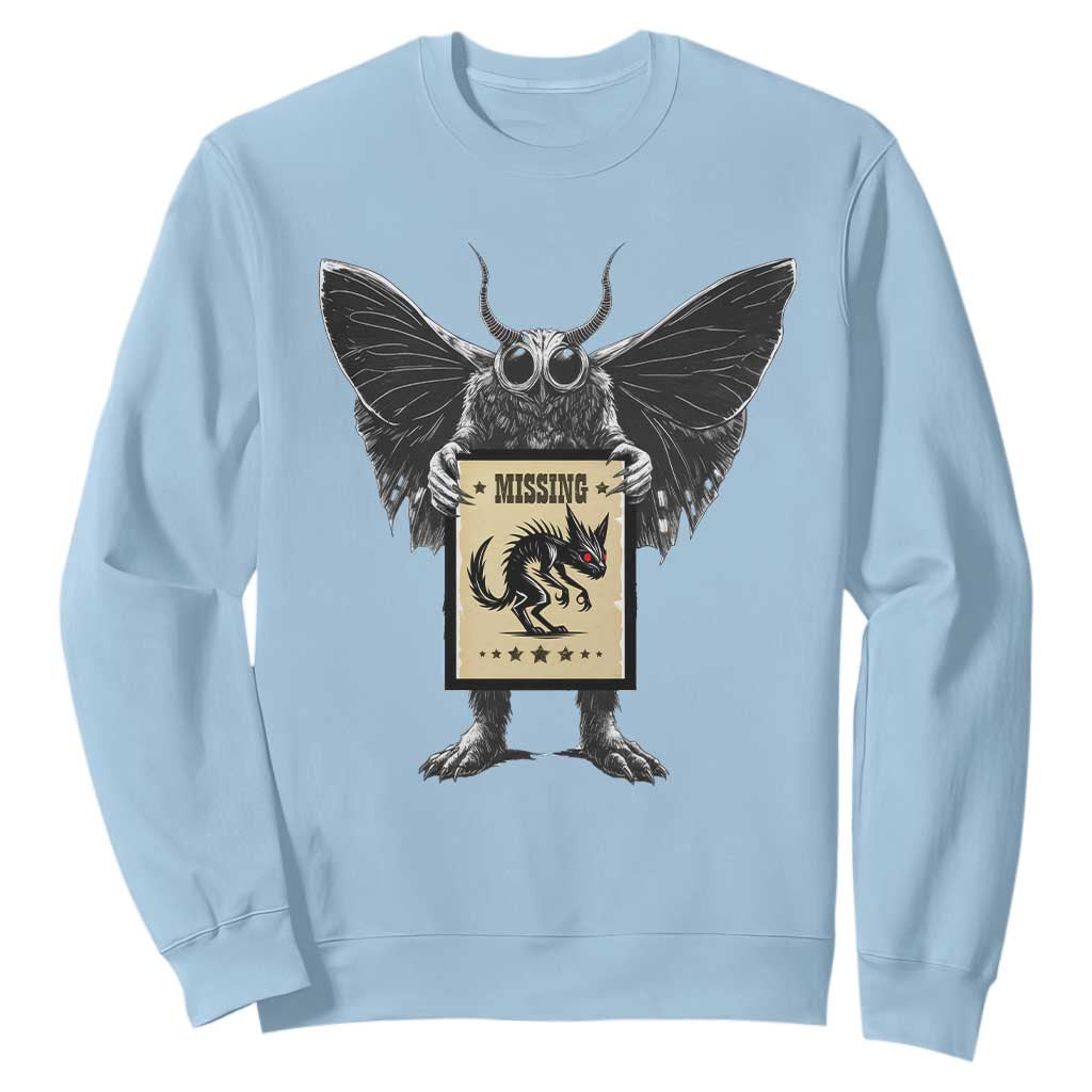 Mothman Missing Chupacabra Sweatshirt Funny Cryptid Gift TS12 Light Blue Print Your Wear