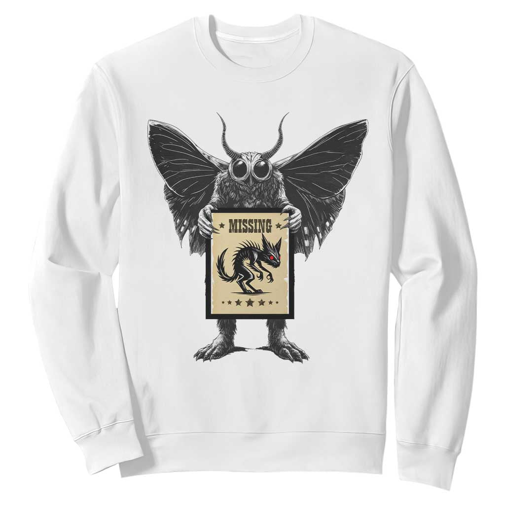 Mothman Missing Chupacabra Sweatshirt Funny Cryptid Gift TS12 White Print Your Wear