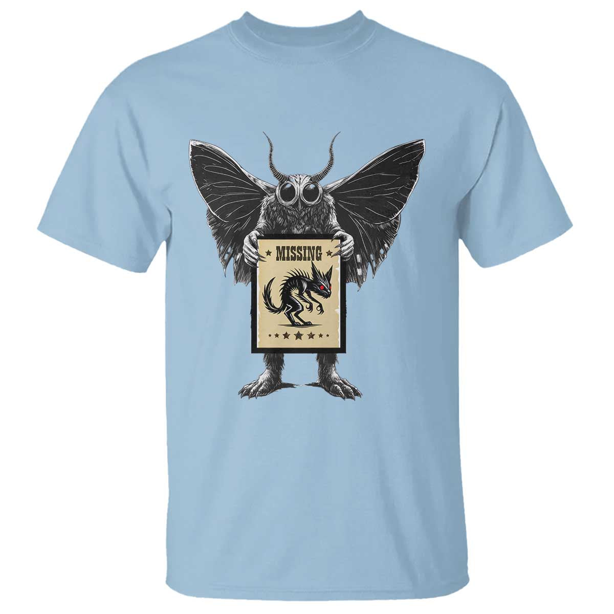 Mothman Missing Chupacabra T Shirt Funny Cryptid Gift TS12 Light Blue Print Your Wear