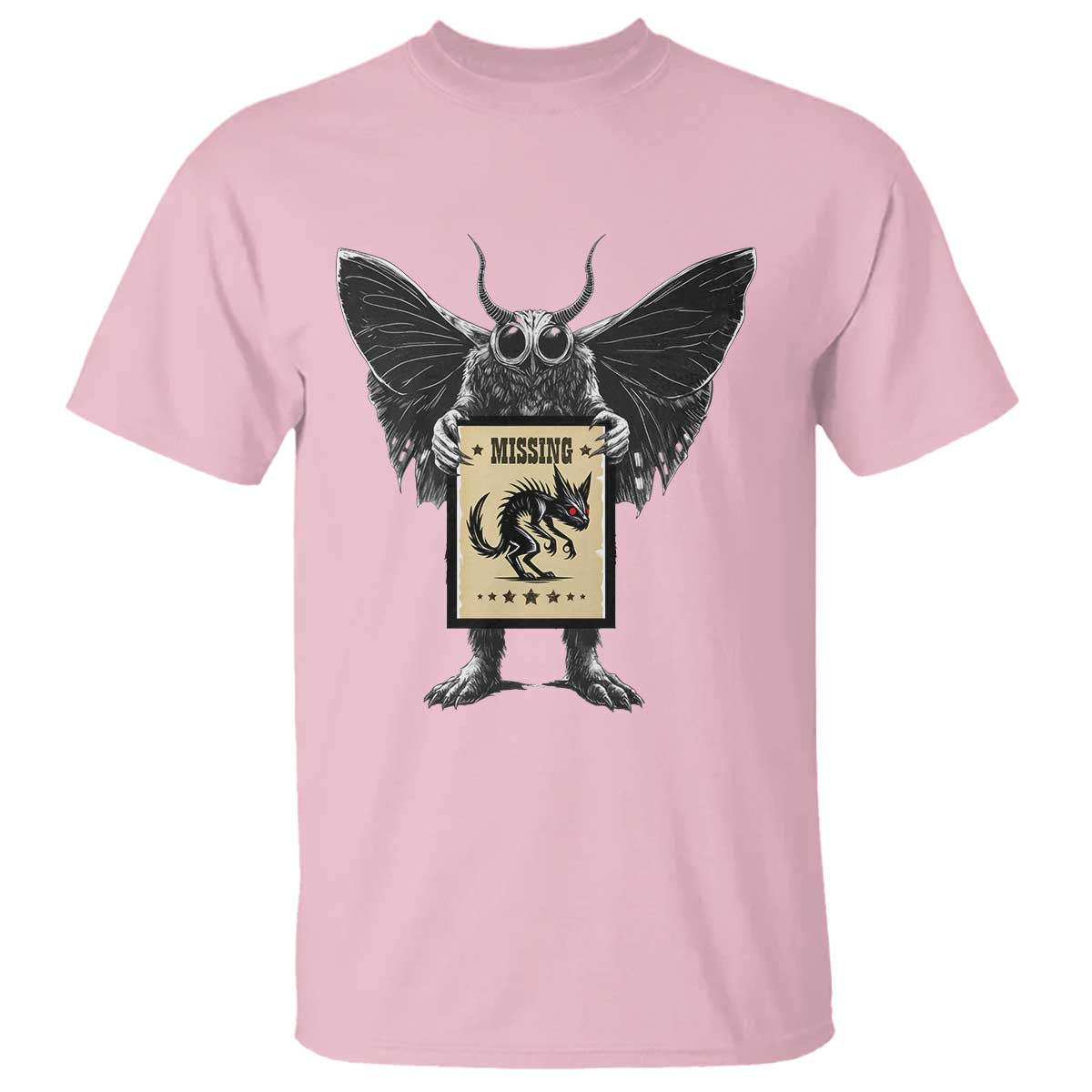 Mothman Missing Chupacabra T Shirt Funny Cryptid Gift TS12 Light Pink Print Your Wear