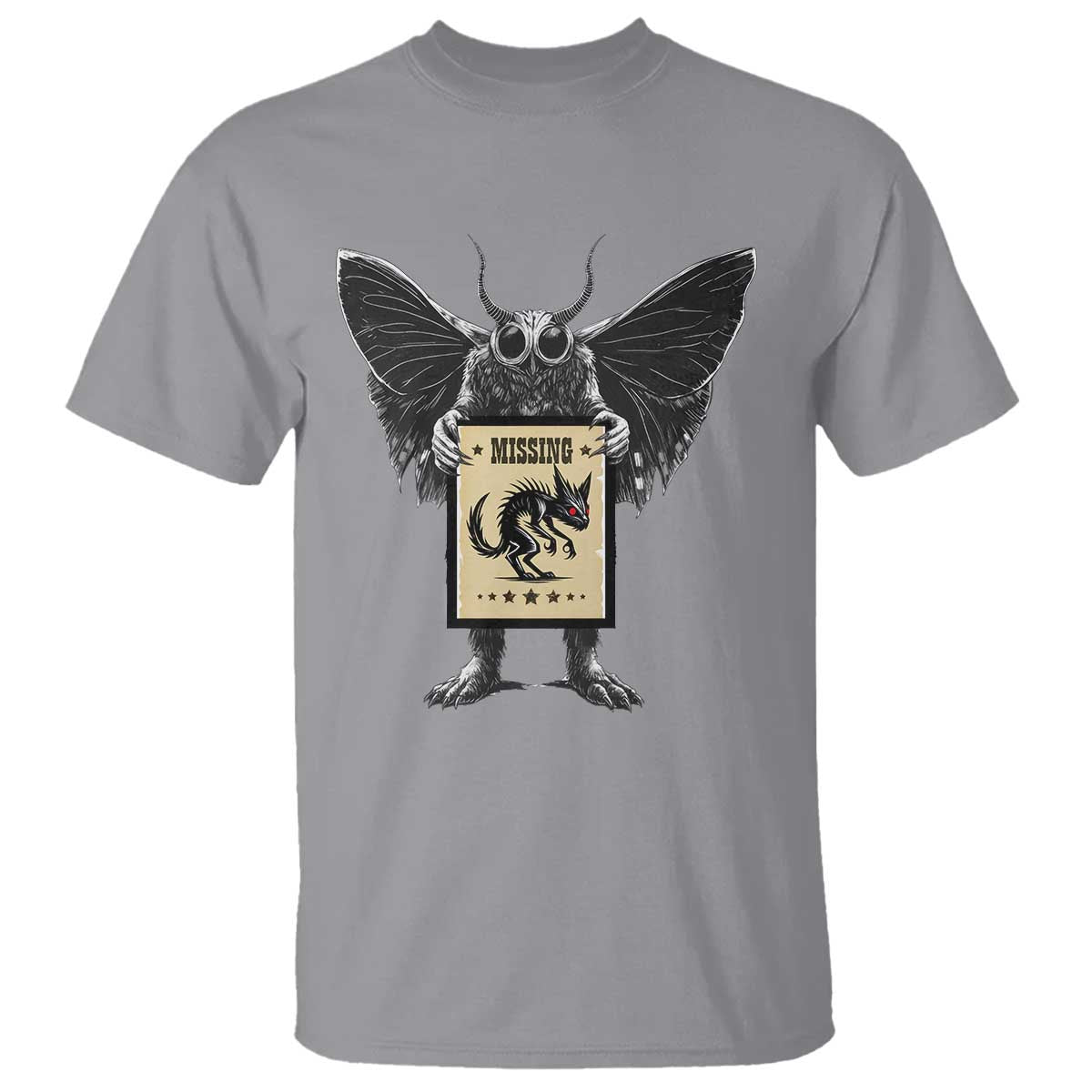 Mothman Missing Chupacabra T Shirt Funny Cryptid Gift TS12 Sport Gray Print Your Wear