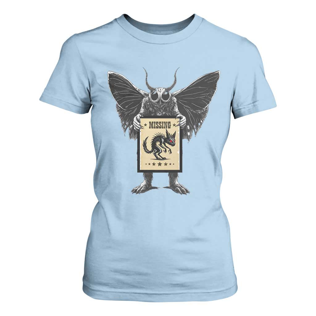 Mothman Missing Chupacabra T Shirt For Women Funny Cryptid Gift TS12 Light Blue Print Your Wear