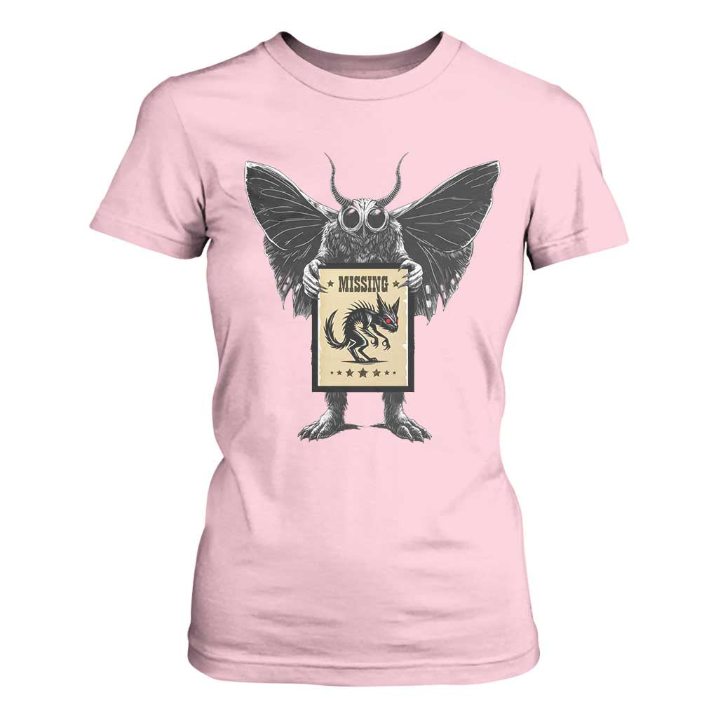 Mothman Missing Chupacabra T Shirt For Women Funny Cryptid Gift TS12 Light Pink Print Your Wear