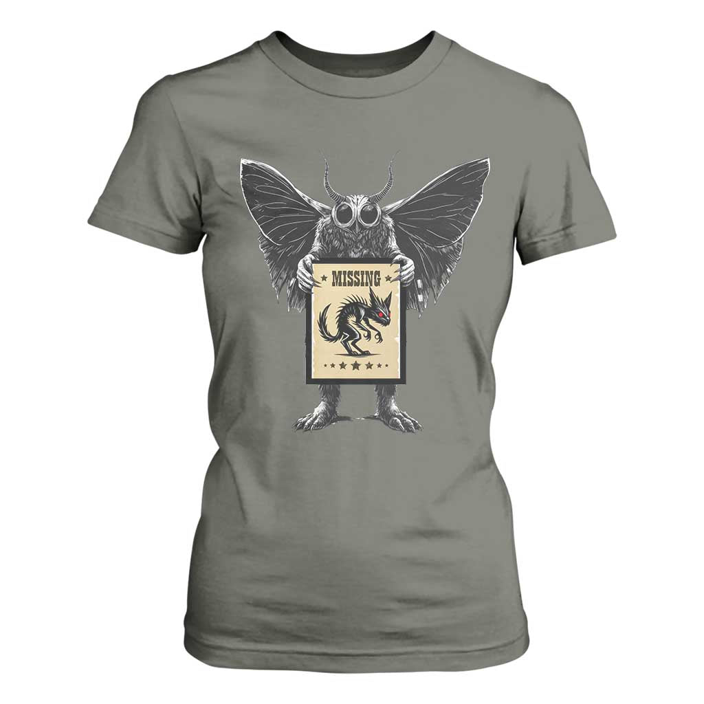 Mothman Missing Chupacabra T Shirt For Women Funny Cryptid Gift TS12 Military Green Print Your Wear