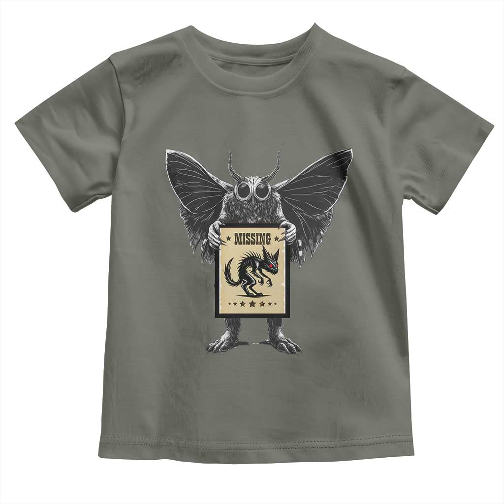 Mothman Missing Chupacabra Toddler T Shirt Funny Cryptid Gift TS12 Military Green Print Your Wear