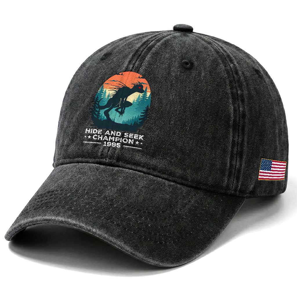 Chupacabra Washed Cotton Baseball Cap Gothic Humor Hide And Seek Champion Gift TS12 Print Your Wear