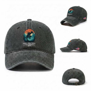 Chupacabra Washed Cotton Baseball Cap Gothic Humor Hide And Seek Champion Gift TS12 Washed Cap Universal Fit Dark Green Print Your Wear