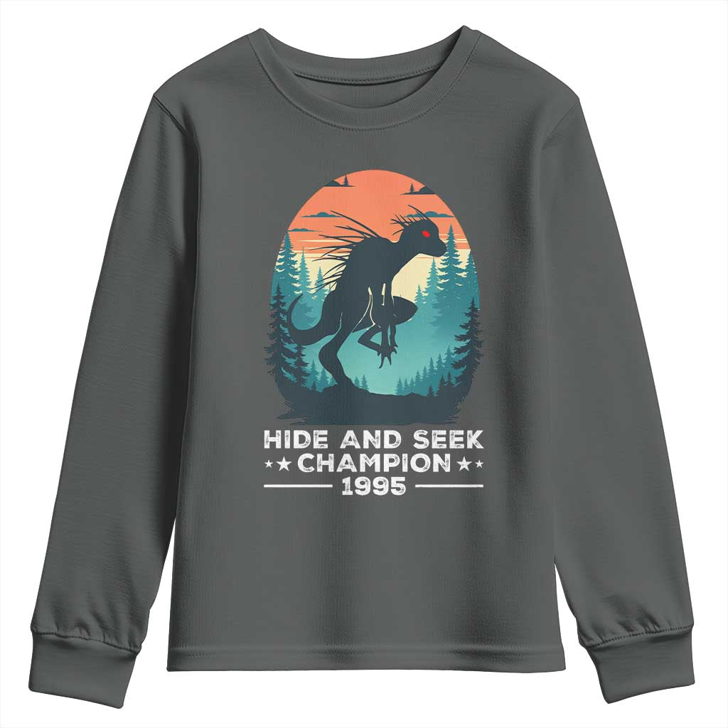 Chupacabra Youth Sweatshirt Gothic Humor Hide And Seek Champion Gift TS12 Dark Heather Print Your Wear