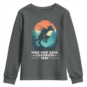 Chupacabra Youth Sweatshirt Gothic Humor Hide And Seek Champion Gift TS12 Dark Heather Print Your Wear