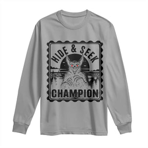 Chupacabra Hide And Seek Champion Since 1995 Long Sleeve Shirt Cryptid Gift TS12 Sport Gray Print Your Wear