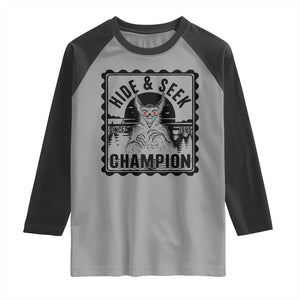 Chupacabra Hide And Seek Champion Since 1995 Raglan Shirt Cryptid Gift TS12 Sport Gray Black Print Your Wear