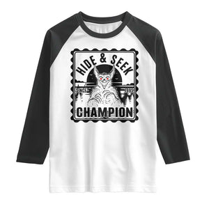 Chupacabra Hide And Seek Champion Since 1995 Raglan Shirt Cryptid Gift TS12 White Black Print Your Wear