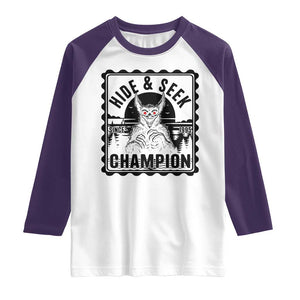 Chupacabra Hide And Seek Champion Since 1995 Raglan Shirt Cryptid Gift TS12 White Purple Print Your Wear
