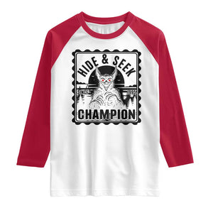 Chupacabra Hide And Seek Champion Since 1995 Raglan Shirt Cryptid Gift TS12 White Red Print Your Wear