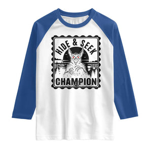 Chupacabra Hide And Seek Champion Since 1995 Raglan Shirt Cryptid Gift TS12 White Royal Print Your Wear