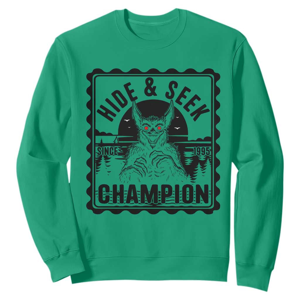 Chupacabra Hide And Seek Champion Since 1995 Sweatshirt Cryptid Gift TS12 Irish Green Print Your Wear