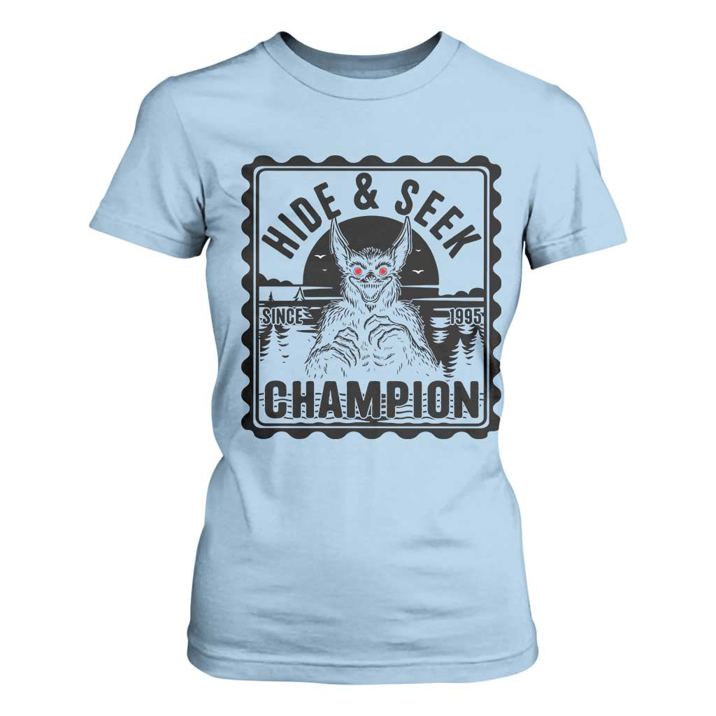 Chupacabra Hide And Seek Champion Since 1995 T Shirt For Women Cryptid Gift TS12 Light Blue Print Your Wear