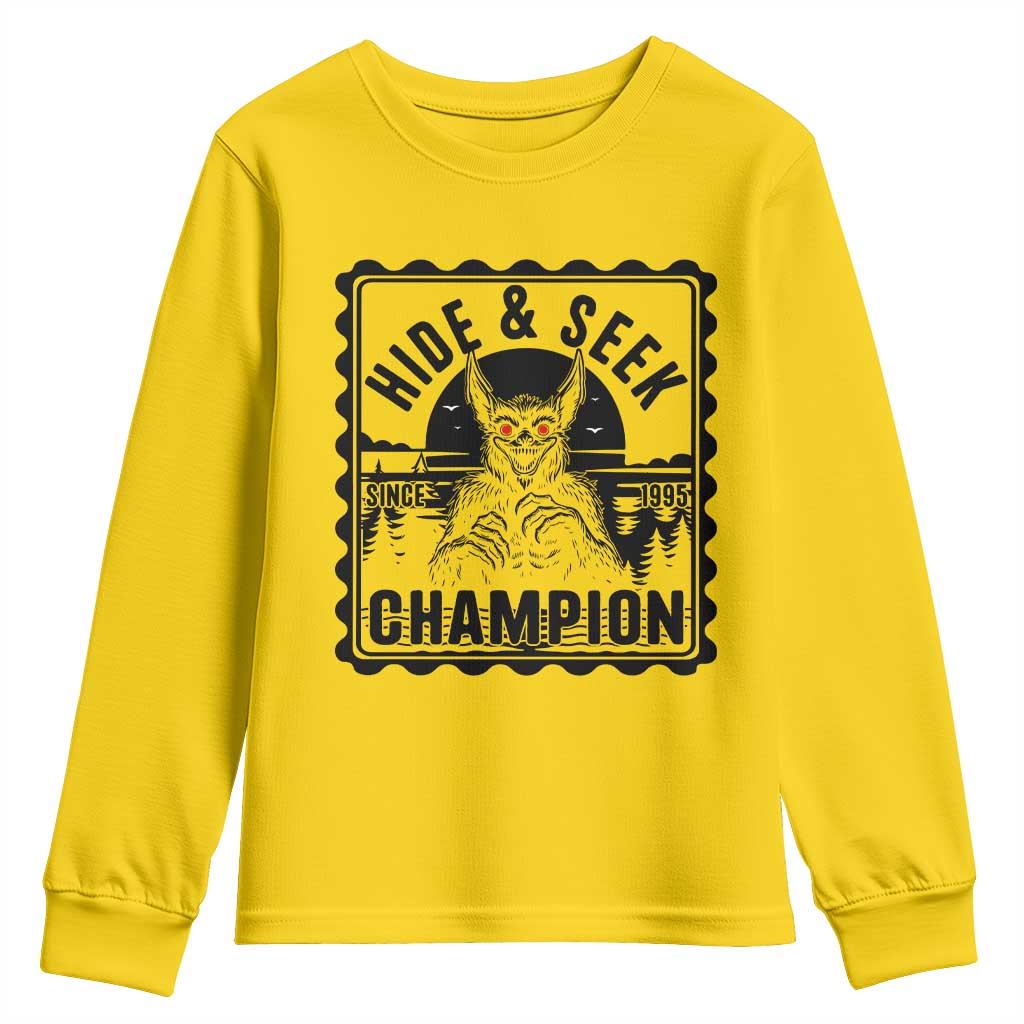 Chupacabra Hide And Seek Champion Since 1995 Youth Sweatshirt Cryptid Gift TS12 Daisy Print Your Wear