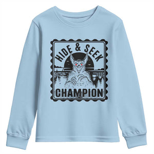 Chupacabra Hide And Seek Champion Since 1995 Youth Sweatshirt Cryptid Gift TS12 Light Blue Print Your Wear