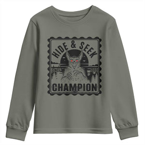 Chupacabra Hide And Seek Champion Since 1995 Youth Sweatshirt Cryptid Gift TS12 Military Green Print Your Wear