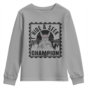 Chupacabra Hide And Seek Champion Since 1995 Youth Sweatshirt Cryptid Gift TS12 Sport Gray Print Your Wear