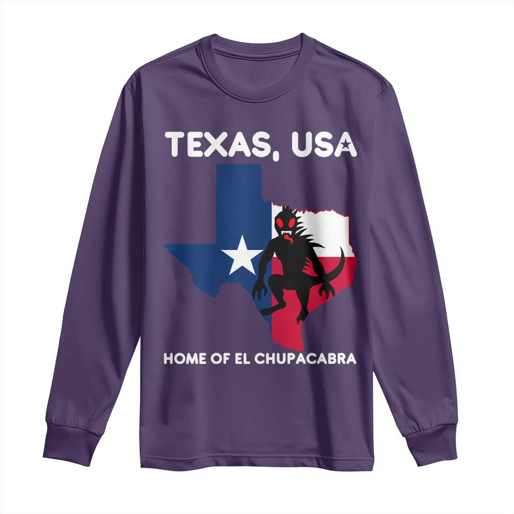 Chupacabra Texas Long Sleeve Shirt Home Of El Chupacabra Gothic Horror Gift TS12 Purple Print Your Wear