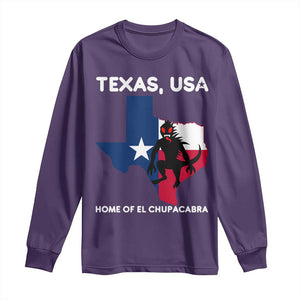Chupacabra Texas Long Sleeve Shirt Home Of El Chupacabra Gothic Horror Gift TS12 Purple Print Your Wear