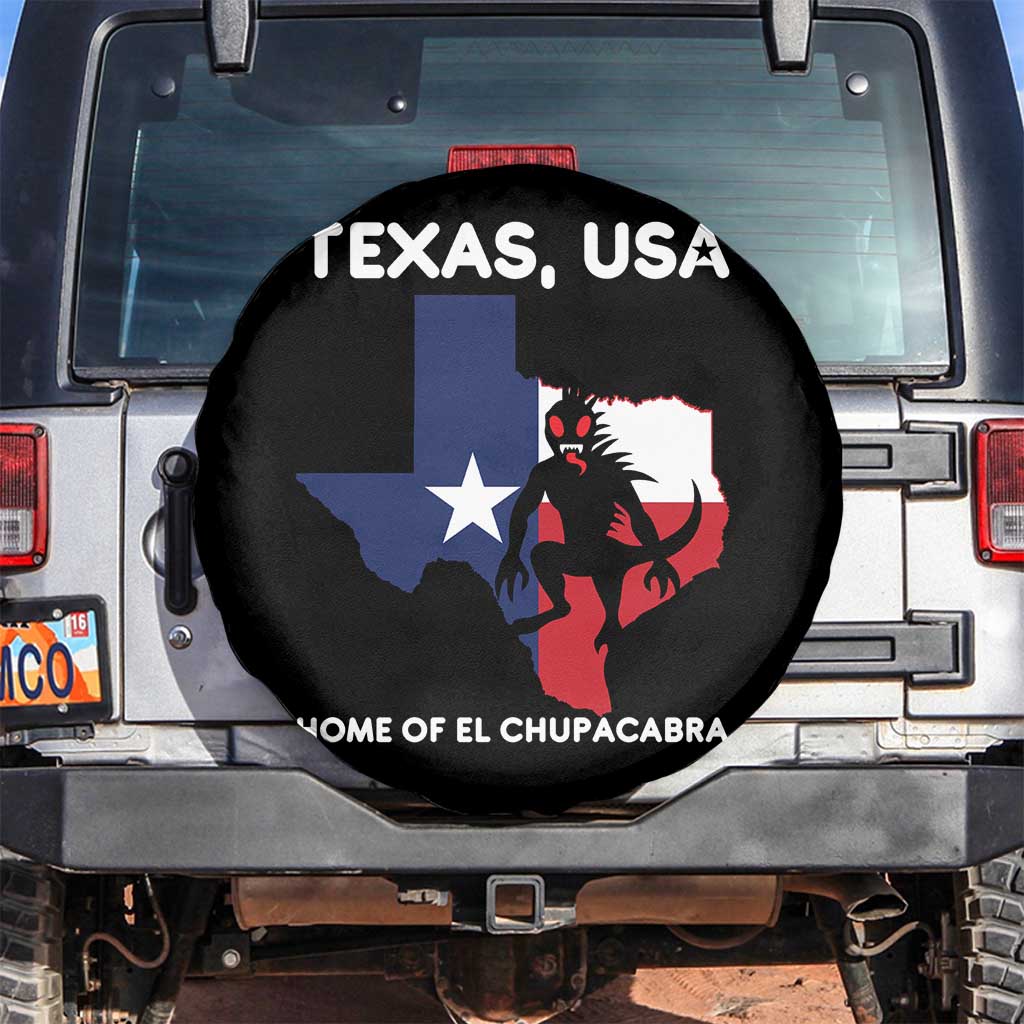 Chupacabra Texas Spare Tire Cover Home Of El Chupacabra Gothic Horror Gift TS12 No hole Black Print Your Wear