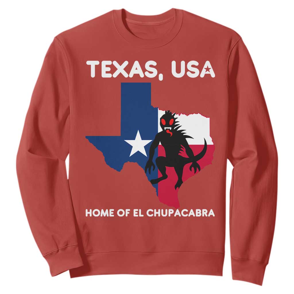 Chupacabra Texas Sweatshirt Home Of El Chupacabra Gothic Horror Gift TS12 Red Print Your Wear